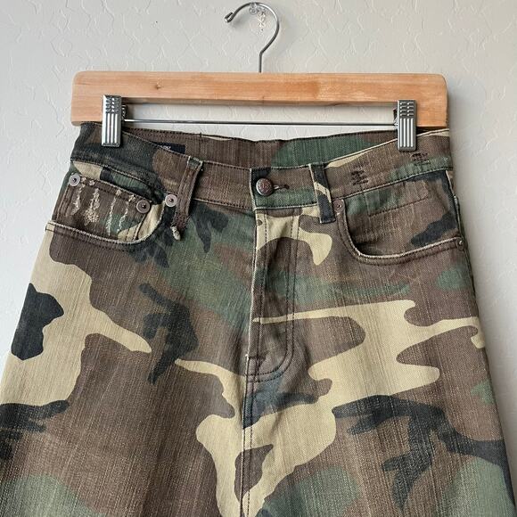 R13 Denim Jeans Tailored Drop Crotch Beige Camo Mid Rise Cropped Pants‎ Size 24 - Picture 4 of 12